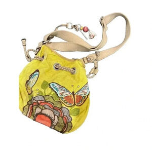 Vintage Y2K Fossil Floral Butterfly Statement Purse Handbag Shoulder Bag Satchel